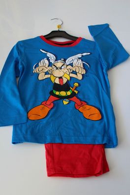 Neu Asterix Pyjama Set Schlafanzug Jungen Mädchen blau Gr. 98 104 116 128 #32