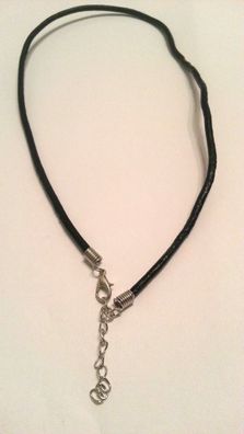 Modeschmuck Unisex Kette Halskette Karabinerverschluss Leder 45cm lang 3mm dick