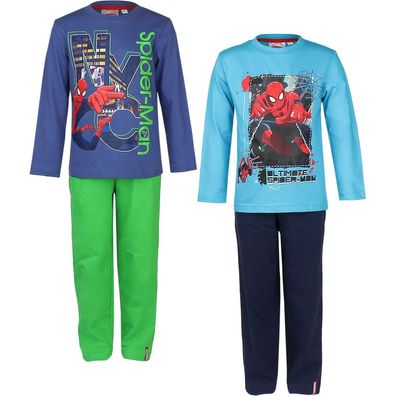 NEU Pyjama Set Schlafanzug Jungen Spiderman Blau Grün Türkis 98 104 116 128 #48
