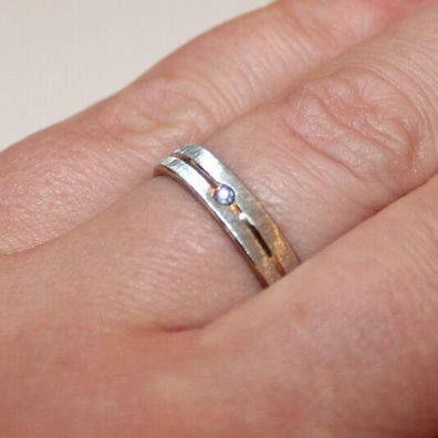 Modeschmuck Ring Edelstahl Farbe gold weiß Dicke 4mm Verlobung Stein 17-22 #178