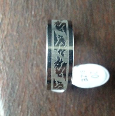 Neu Modeschmuck Ring Edelstahl Farbe Silber Weiß poliert Dicke 8mm Gr 18-24 #161