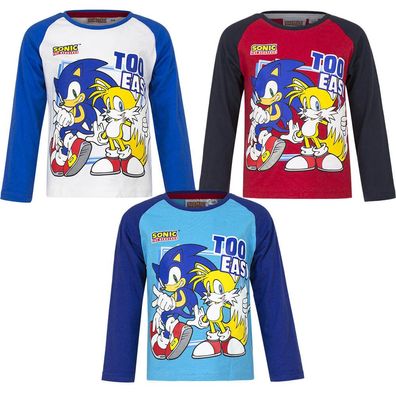 Neu Langarmshirt Jungen Mega Sonic Pullover blau grau rot 98 104 116 128 #306