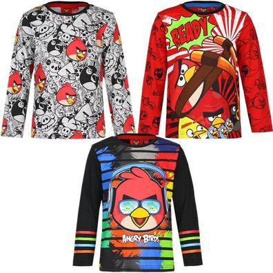 55 Shirt langarm Pullover Jungen Angry Birds grau rot schwarz 104 116 128 140