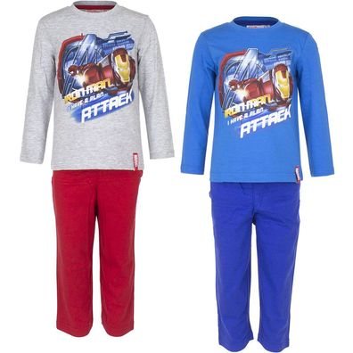 Pyjama Set Schlafanzug Jungen Marvel Avengers blau grau rot 98 104 116 128 #12