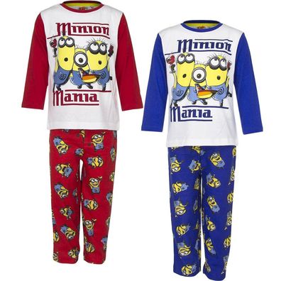 Pyjama Set Schlafanzug Nachtwäsche Mädchen Minions Rot Blau 98 104 116 128 #48