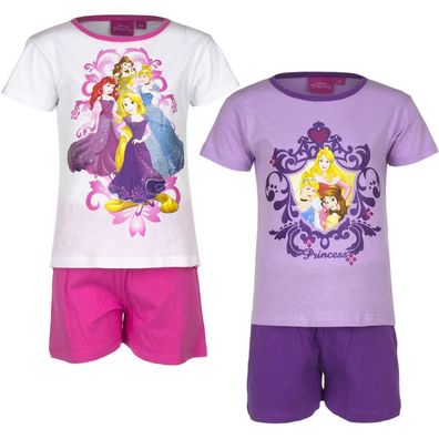 Pyjama Set kurz Schlafanzug Mädchen Princess weiß lila pink 98 104 110 116 #99