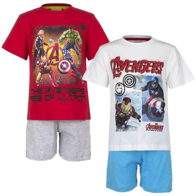 Pyjama Set Schlafanzug Jungen Marvel Avengers weiß grau rot 104 116 128 140 #62