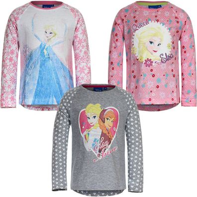 Top langarm Pulli Mädchen Pullover Shirt Disney Frozen rosa grau pink 104-128#62
