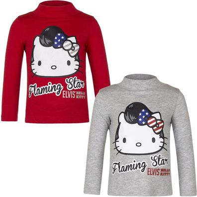 Langarm Mädchen Shirt Winter Pullover Hello Kitty grau rot 98 104 116 128 #198