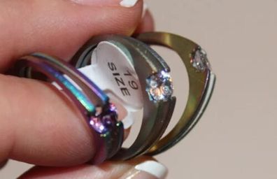 Neu Modeschmuck Ring Edelstahl Farbe Regenbogen Style Beauty Größe 16.5-22 #200