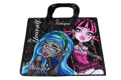 2 Stück Monster High Tasche Mädchen Einkaufstasche Kinder schwarz lila Shopper