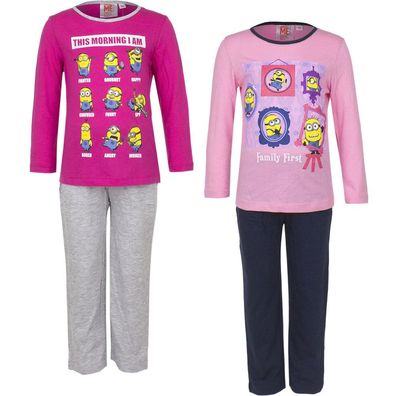 Pyjama Set Schlafanzug Nachtzeug Mädchen Minions Pink Rosa 98 104 116 128 #99
