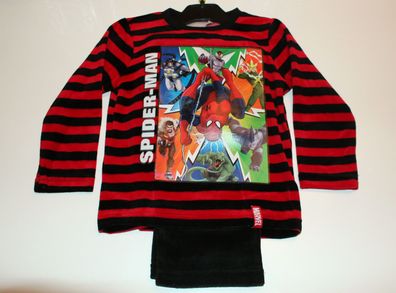 Pyjama Set Schlafanzug Jungen Samt Spiderman rot gestreift Gr 98 104 116 128 #12