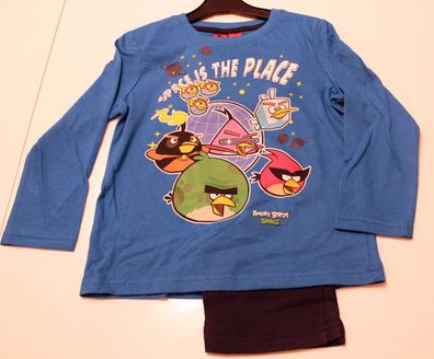 Pyjama Set Schlafanzug Jungen Angry Birds blau schwarz Größe 104 116 128 140 #60