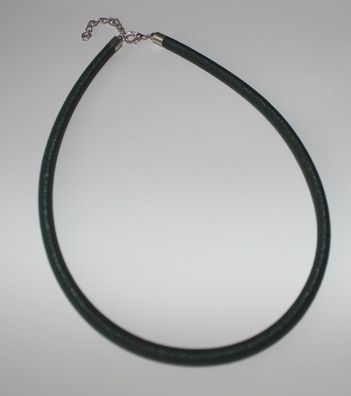 NEU Modeschmuck Unisex Grün Kette Halskette mit Stoffband Karabiner 46cm x 6mm