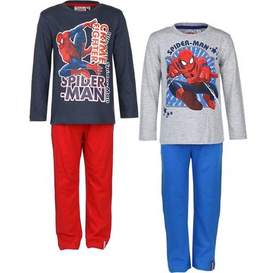 Pyjama Set Schlafanzug Jungen Marvel Spiderman Blau Rot Grau 98 104 116 128 #140