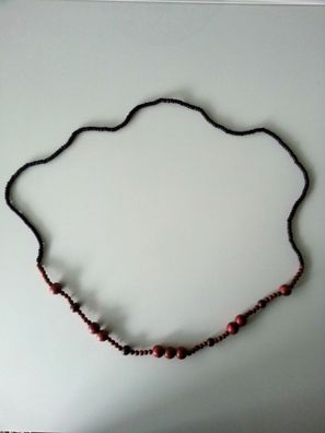 Modeschmuck Damenschmuck Holzkette schwarz lila 116cm lang Halskette Kette #25