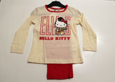 Pyjama Set Schlafanzug Mädchen Hello Kitty "Elvis" beige Gr. 98 104 116 128 #14