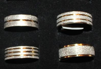 NEU Modeschmuck edel Ring Edelstahl Farbe gold weiß Dicke 6mm Ehering 18-23 #044