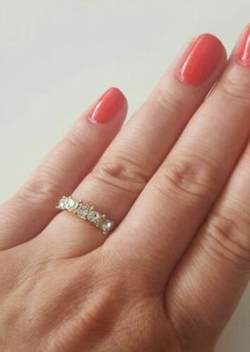 Modeschmuck Ring Verlobung Edelstahlring mit Steinen Farbe Gelbgold Gr. 17-20mm