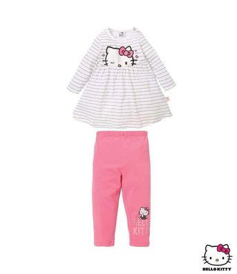 Kleid Kleidchen Tunika Leggings Hose Mädchen Hello Kitty weiß rosa 62 - 92 #302