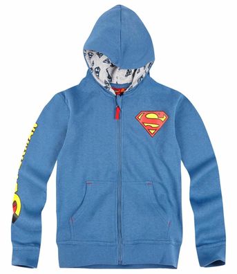 Neu Jungen Sweatjacke Superman Jacke Freizeitjacke Kapuze blau 104 - 140 #201