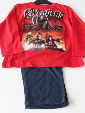 Pyjama Set Schlafanzug Jungen Marvel Avengers rot blau Gr. 104 116 128 140 #55
