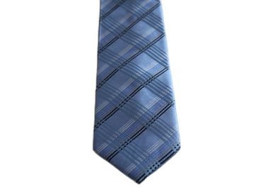 NEU Herren Krawatte Binder Schlips Seide 150 cm babyblau weiß schwarz Karo OVP