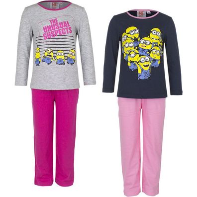 NEU Pyjama Set Schlafanzug Mädchen Minions Pink Rosa Schwarz 98 104 116 128 #52