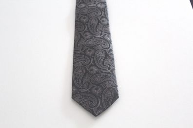 NEU Herren Luxus Krawatte Binder Schlips Seide 150 cm schwarz gold Paisley OVP