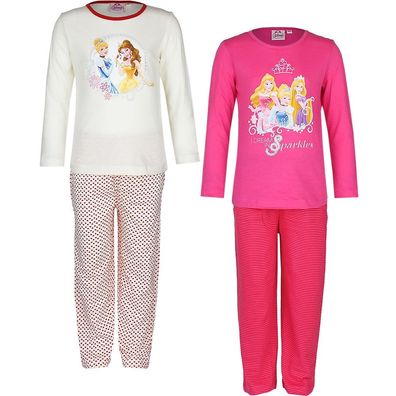 Pyjama Set Schlafanzug Mädchen Disney Princess weiß rot pink 98 104 110 116 #48
