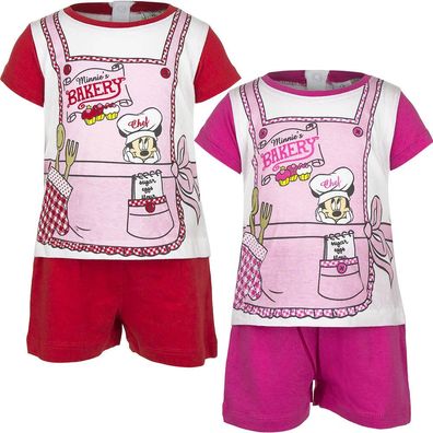Neu Kurz Pyjama Set Schlafanzug Mädchen Disney Baby weiß rot rosa 68 74 81 86#58