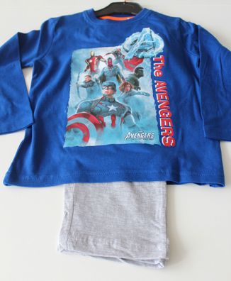 Marvel Avengers Pyjama Set Schlafanzug Jungen blau grau Gr. 104 116 128 140 #55