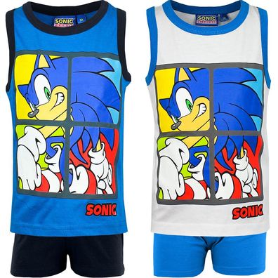 Neu Pyjama Set Schlafanzug Jungen Mädchen Sega Sonic blau weiß 98 104 116 128#88
