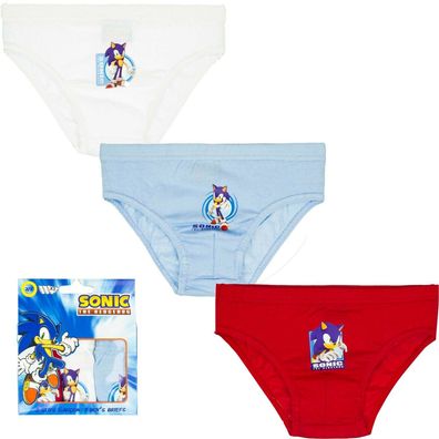 Sega Sonic 3 Stück Unterwäsche Jungen Slip Schlüpfer 92-98 104-110 116-128 #81