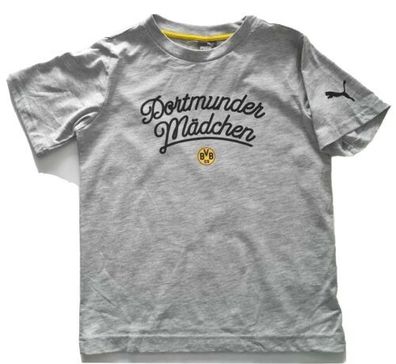 BVB09 Borussia Dortmund Mädchen Kinder Puma T-Shirt Kurzarm Top grau 128 - 164