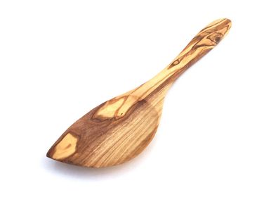 Kochlöffel spitzförmig breiter Griff Länge 30 cm, Küchenhelfer, aus Olivenholz