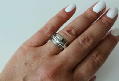 Modeschmuck Ring drehbarer Aussenring Farbe silber Edelstahl Größe 17-22 #195