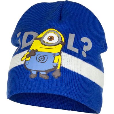Beanie Minions Mütze Jungen Kinder Kopfbedeckung blau Acryl Größe 54 #T2