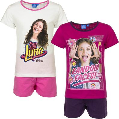 Disney Soy Luna Pyjama Set Schlafanzug Kurz Mädchen pink weiß 116 128 140 152#T2