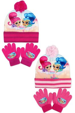 Beanie mit Handschuhen Shimmer a. Shine Bommelmütze Mädchen Kinder Polyester #T3