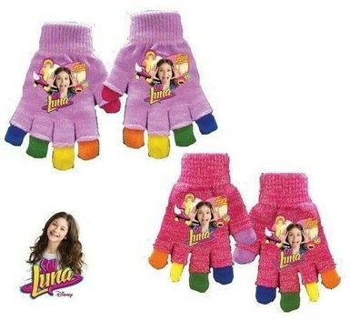 Disney Soy Luna Mädchen Handschuhe Kinder Einheitsgröße pink violett Glitzer #T2