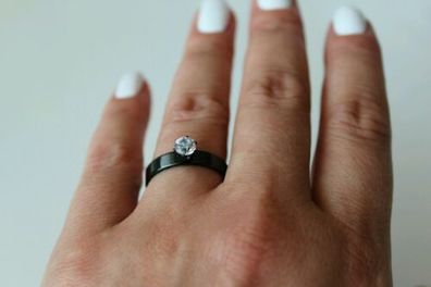 Modeschmuck Ring Edelstahl Farbe schwarz Breite 4mm Style Ehering Gr 17-22 #193