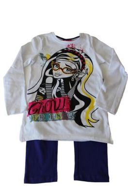 Monster High Schlafanzug Pyjama Kinder Mädchen Nachtwäsche weiß lila 128 140#88