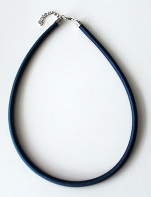 NEU Modeschmuck Unisex Blau Kette Halskette mit Stoffband Karabiner 46cm x 6mm