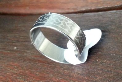 Neu Modeschmuck Ring Edelstahl Farbe Silber Weiß poliert Dicke 8mm Gr 18-24 #158