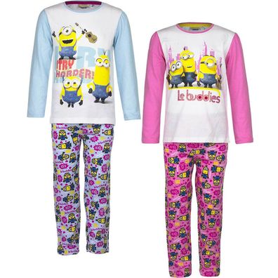 NEU Pyjama Set Schlafanzug Mädchen Jungen Minions Türkis pink 98 104 116 128 #8