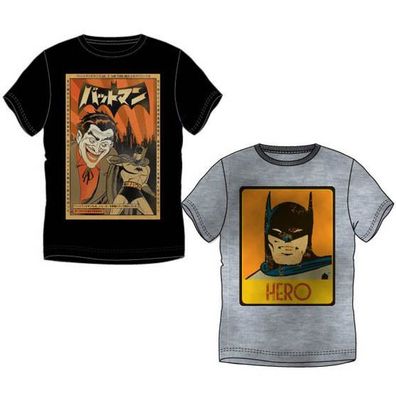 Neu Herren Kurzarm T-Shirt Oberteil Jungen Batman schwarz grau Gr. S M L XL #3