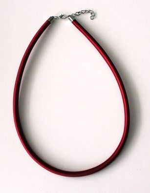 NEU Modeschmuck Unisex Rot Kette Halskette mit Stoffband Karabiner 46cm x 6mm