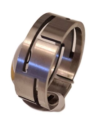 Neu Modeschmuck Ring Edelstahl Farbe Silber Dicke 9mm Linienmuster Gr 17-21 #034